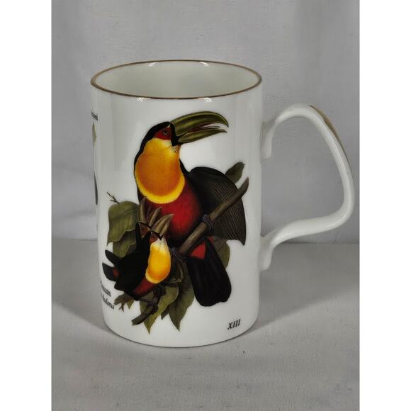STAFFORDSHIRE SCARLET-COLLARED PARAKEET MUG - VIBRANT & ELEGANT! - Picture 3 of 6